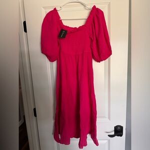 R.Vivimos Women's Summer Cotton Midi Dresses ( Size XL ) Color:Hot Pink